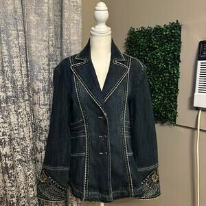 Zenim denim jean jacket with wings